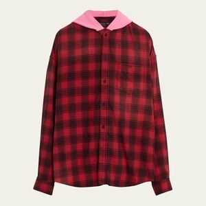 Balenciaga Faded Buffalo Check Flannel Red Black Pink Men’s Size 1/S